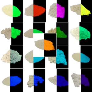 Brilha no pó escuro. Cor do dia branca. Selecione entre 17 tipos de cores