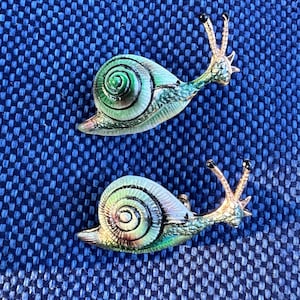 Vintage Enamel Snail Pin Brooch Set