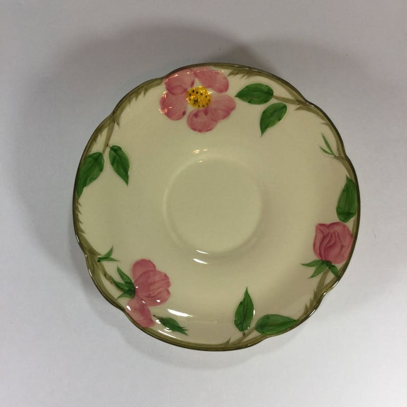 set of 4 1940s Gladding McBean Franciscan Desert Rose saucers