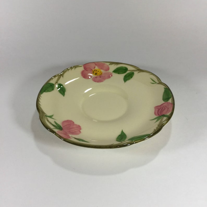 set of 4 1940s Gladding McBean Franciscan Desert Rose saucers