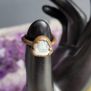 Copper Ring - Beach agate Ring Size 4.5 Copper Electroformed - Pagan Ring - Gothic Ring - Hippie Ring- Natural Ring