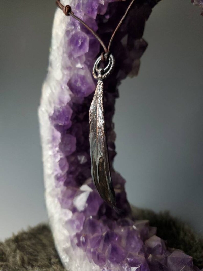 Feather Necklace Copper Electroformed Chicken Feather Pendant