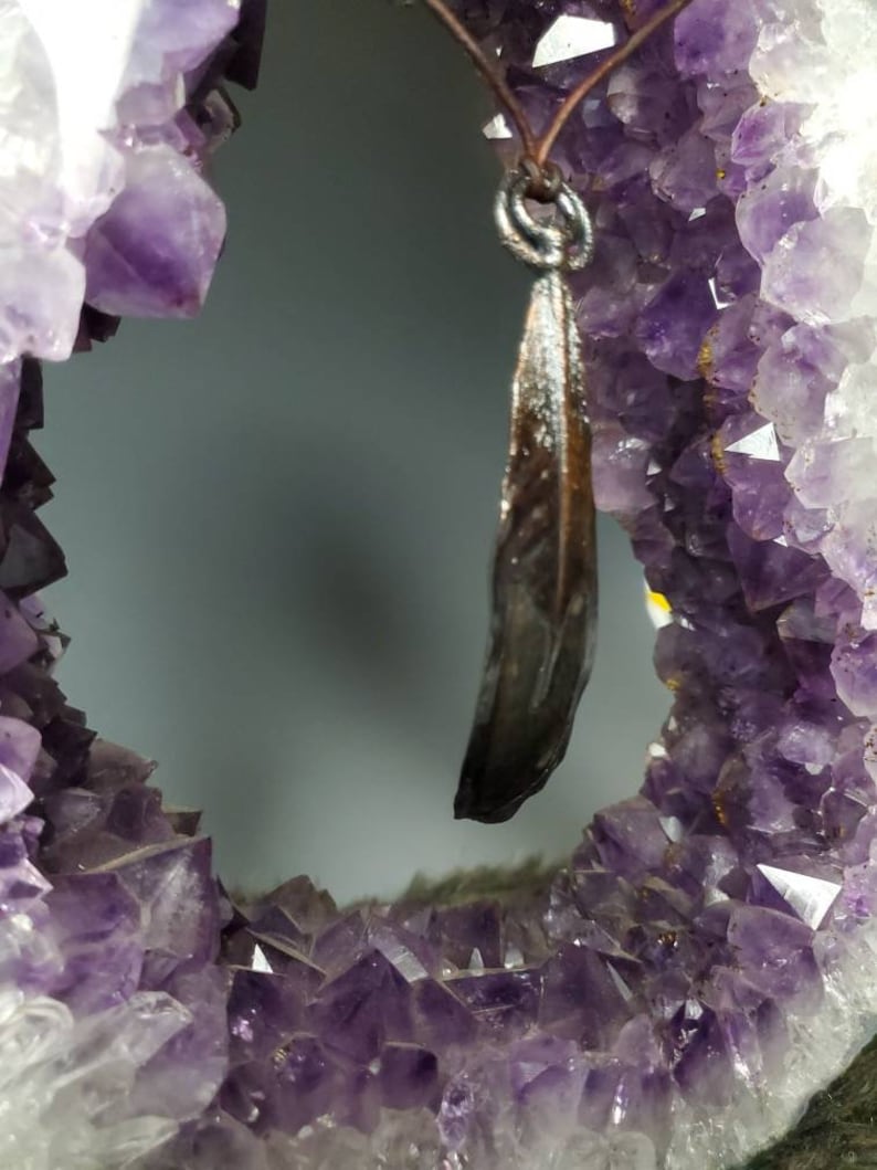 Feather Necklace Copper Electroformed Chicken Feather Pendant