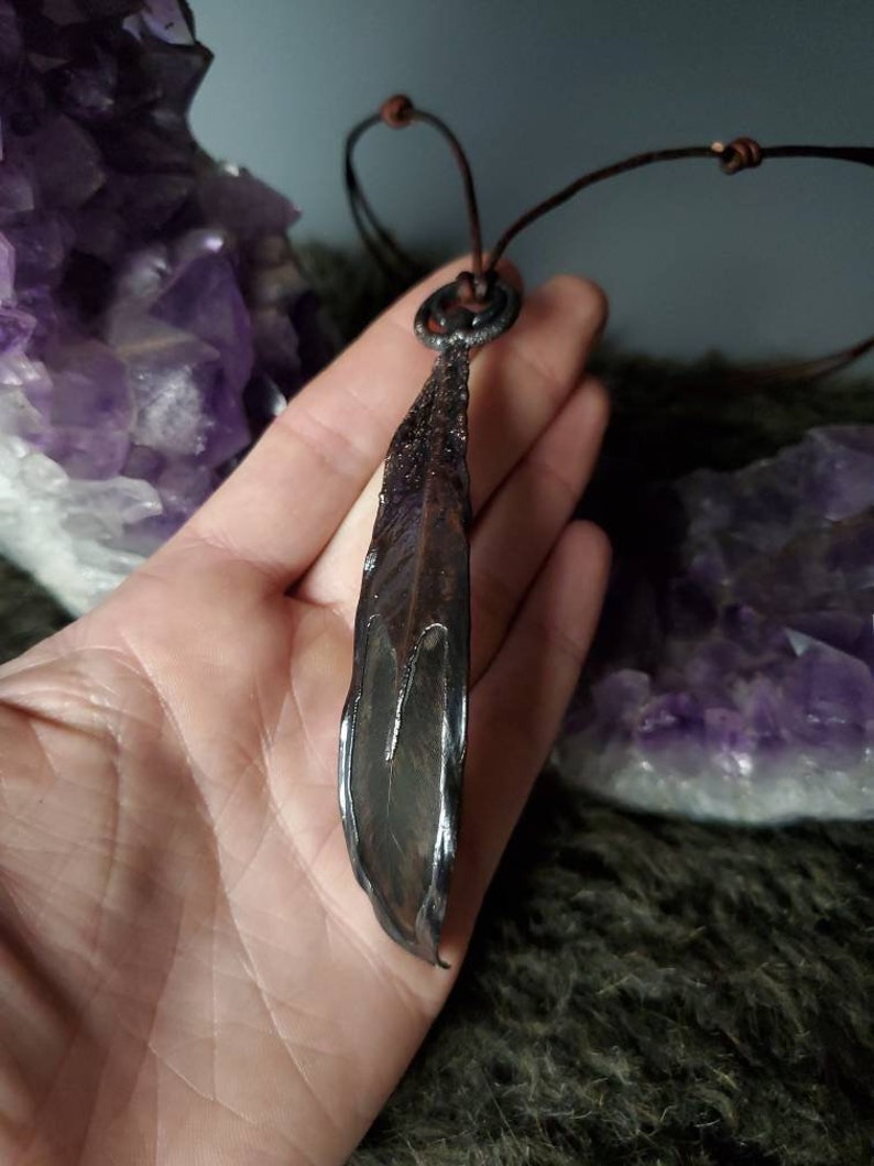 Feather Necklace Copper Electroformed Chicken Feather Pendant