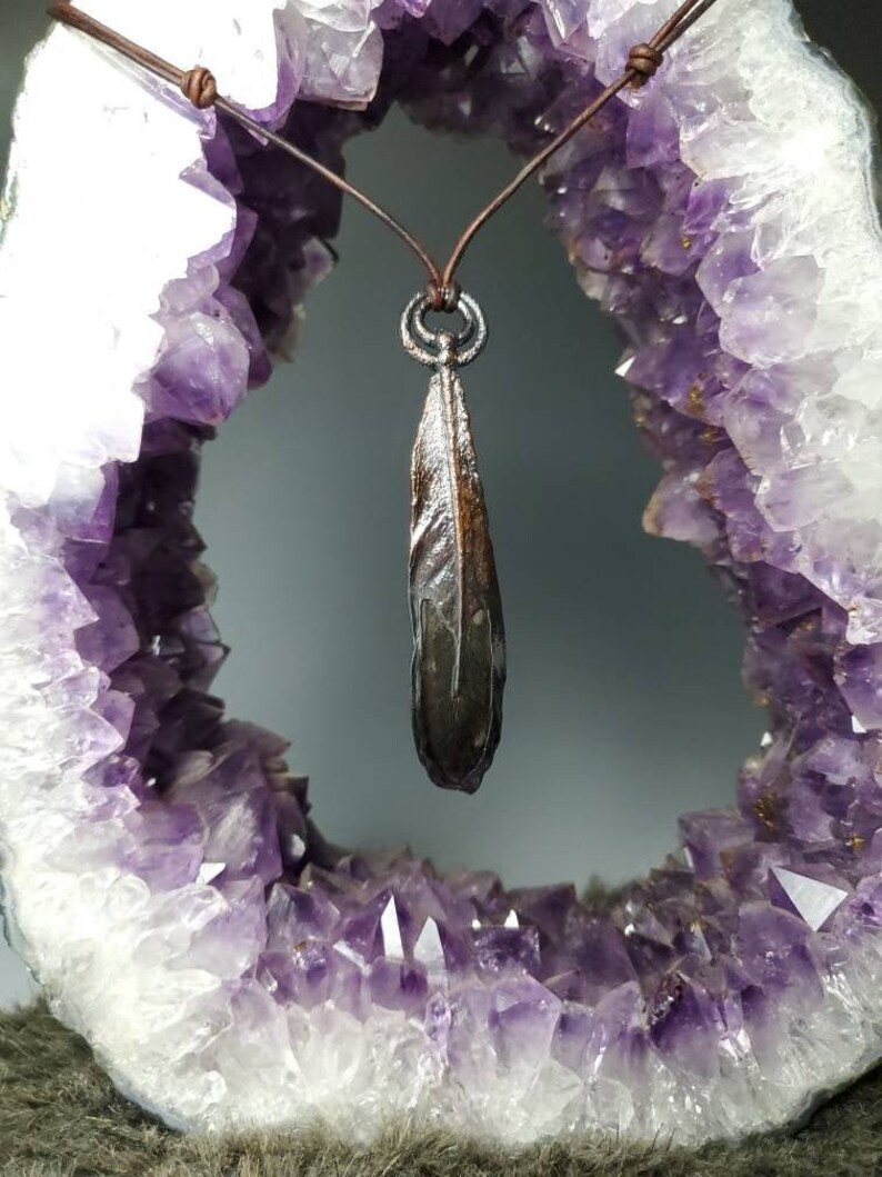 Feather Necklace Copper Electroformed Chicken Feather Pendant