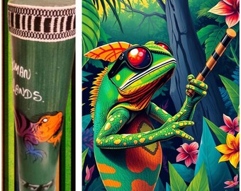 RAINSTICK OOAK, Raindance pintado a mano, magia tribal, ritual de festival, viene con correa de transporte y un MP3 Vamplified®.