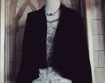 VAMPIRE OPERA jacket: S/M black velvet plush asymmetrical swing coat High Quality Vintage. Masquerade Ball. Vamp goth gothic dark cloak cape