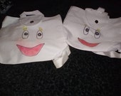 GHOST BACKPACKS hand painted children 39 s size. Flap snap closure. Top handle. Adjustable shoulder straps.