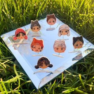 K-Pop Stray Kids Animal Hat Chibi Head Stud Earrings