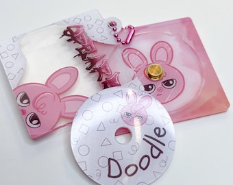 Étui CD K-Pop Stay Binnie Doodle avec porte-clés acrylique