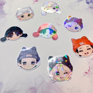 K-Pop Stray Kids Animal Hat Chibi Heads Stickers