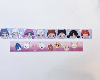 Stray Kids Zoo and Chibi Head Washi Tape