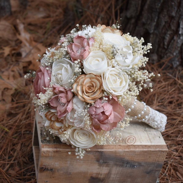 Wedding Bouquet Sola Bouquet Rustic Bouquet Ivory Bouquet Pink Bouquet Wedding Bouquet Sola Bouquet Brooch Bouquet Champagne Bridesmaid