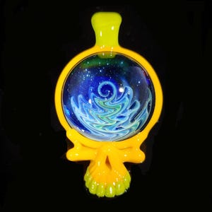Glass Galaxy wig wag space Pendant heady fumed Steal Your Face Art Necklace festival trippy charm yellow green grateful dead boro talisman