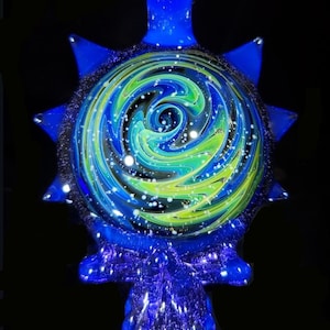 Heady Glass Pendant purple blue star steal your face dead head boro art necklace gold silver fume opal grateful space fume wig wag talisman
