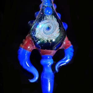 Glass galaxy alien spike pendant dabber trippy vortex skull charm galaxy blown heady necklace gold silver fumed space art charm