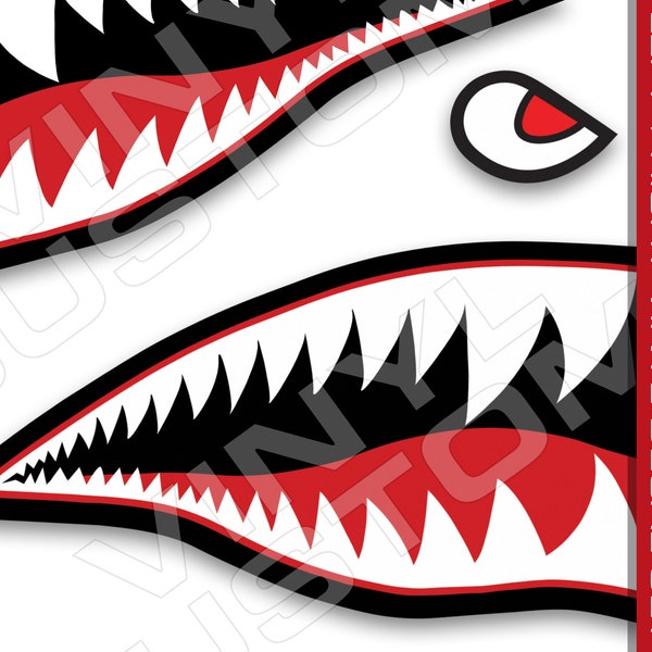 P-40 Flying Tigers Vinyl Decal Sticker Shark Teeth Hobby