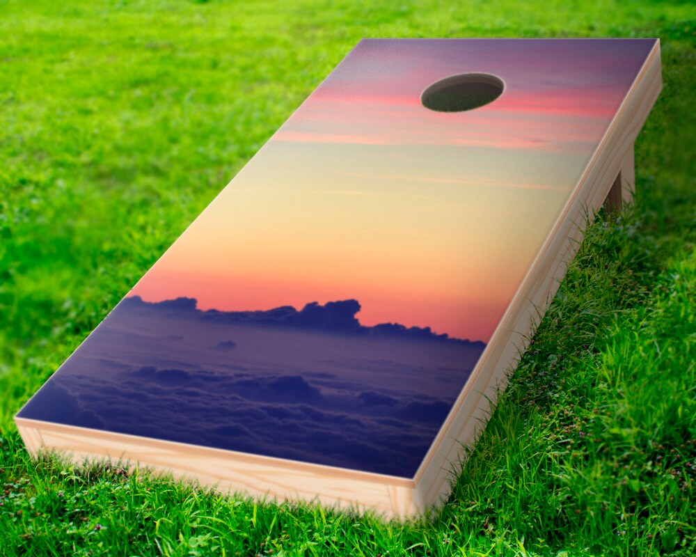 VINYL WRAPS Cornhole Boards DECALS Sunset from Boat BagToss Game Stickers 847 