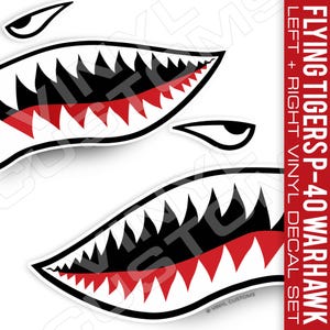 Flying Tigers Vinyl Shark Teeth Decal Shark Mouth Stickers