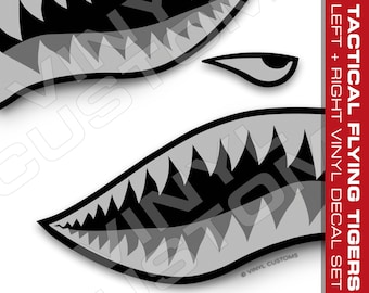 Flying Tigers Vinyl Decal Sticker Shark Teeth Hobby Tactical