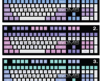 Mechanical Keyboard Vinyl Decal Kit Cherry MX Keycaps PC Vinyl Decals Skin A07 Big Letters 3 Tone