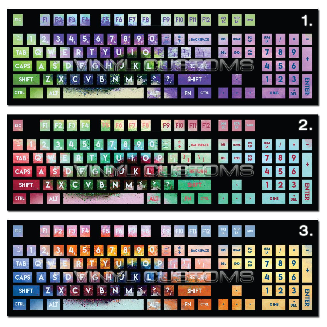 Mechanical Keyboard Vinyl Decal Kit Cherry MX Keycaps PC Vinyl Decals Skin Big Letters - A03