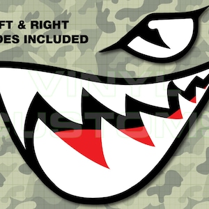 Shark Teeth Vinyl Decal Stickers (Left/Right Sides)