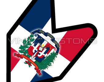 Dominican Flag Wakaba Leaf Decal Sticker JDM