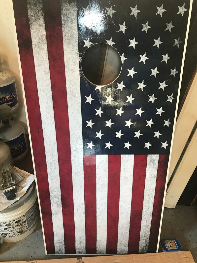 american canada flag cornhole board canadian decal vinyl etsy