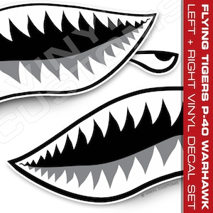 Flying Tigers Vinyl Decal Sticker Shark Teeth Shark Mouth Tactical White
