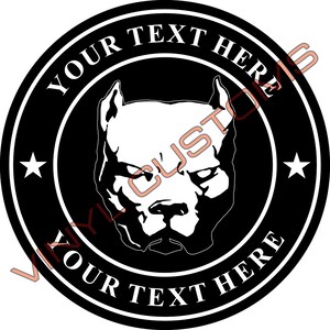 Your Text Here Vinyl Decal Sticker Dog Pitbull Canario