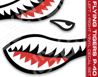 Flying Tigers Vinyl Decal Sticker Shark Teeth Hobby v2