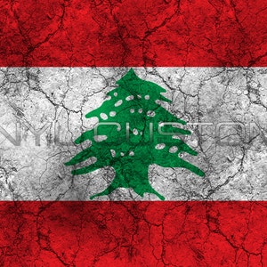 Lebanon Flag Worn Distressed Vintage Vinyl Decal Sticker