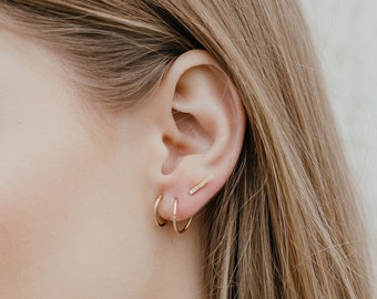 Helix Gold Earrings Hoop - Double Piercing Earring - Cartilage Earring Twist - Triple Forward Helix Earring Set