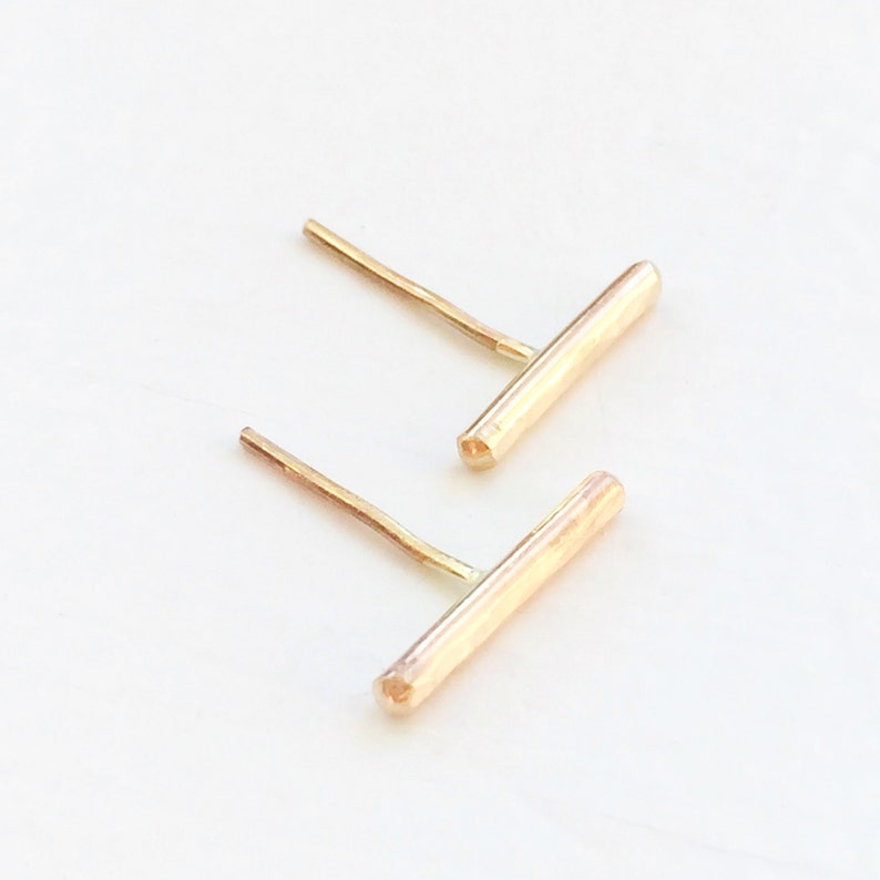 Tiny 14K Gold Bar Stud Earring