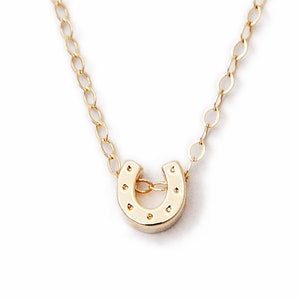 Tiny Horseshoe Charm Necklace, Lucky Dainty Chain with Horse Charm, Kentucky Derby Necklace, Rose Gold Silver Gold Horseshoe Necklace,