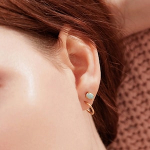 14k Solid Gold Huggie Hoops Earring, Christmas Gift for Her, Cartilage Hoops, Solid Gold Small Hoop Earrings, Dainty Gold Huggie Hoops,