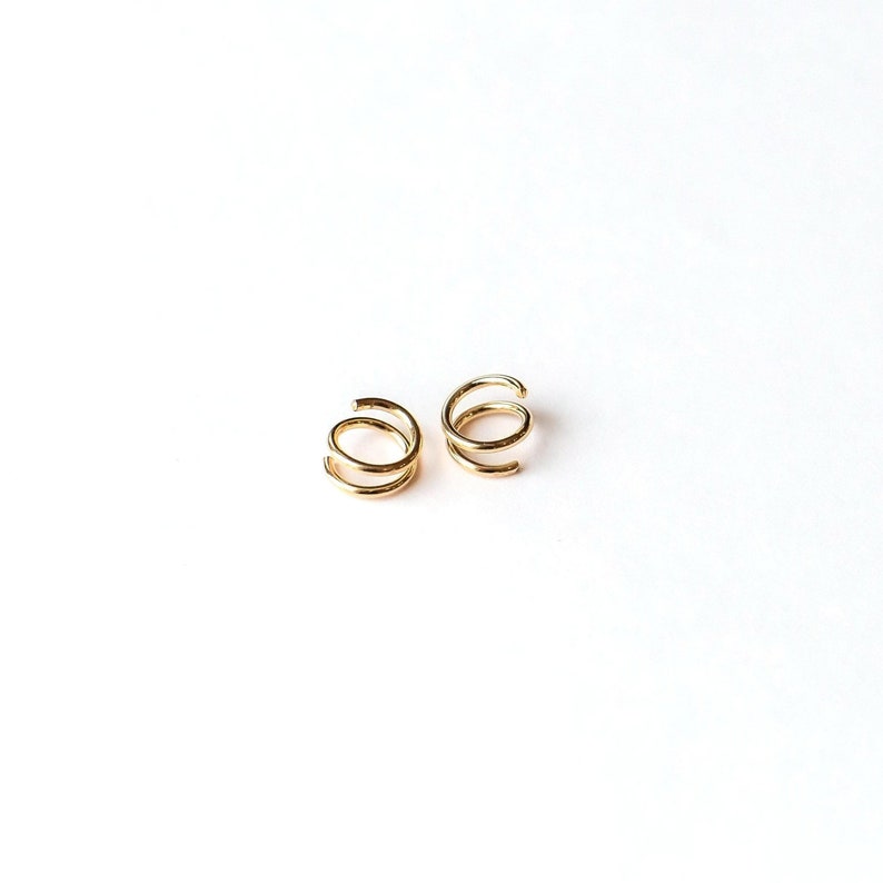 Twist Earrings, Tiny Huggie Hoops Earrings, Small Gold Hoop Earrings, Double Hoop Twist Earrings, Double Cartilage or Helix Piercing image 6