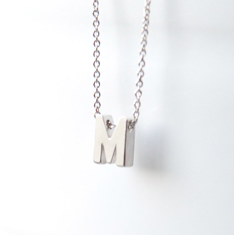 Dainty Initial Necklace 14K Gold Initial Tag Necklace Letter Etsy