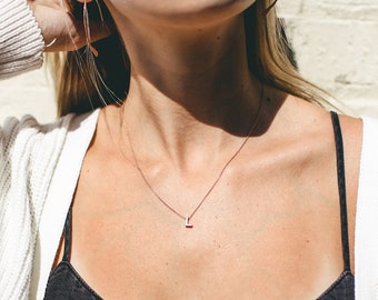Rose Gold Letter Necklace, Small Letter Necklace, Dainty Letter Necklace, Dainty Gold Chain, Dainty Gift Necklace, Gold Letter Necklace