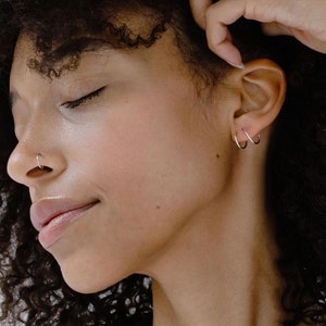 Twist Earrings, Tiny Huggie Hoops Earrings, Small Gold Hoop Earrings, Double Hoop Twist Earrings, Double Cartilage or Helix Piercing