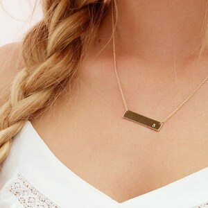 Personalized Initial Bar Gold Necklace, Bar Initial Necklace, Initial a Necklace, Initials Necklace, p Initial Necklace, r Initial Necklace