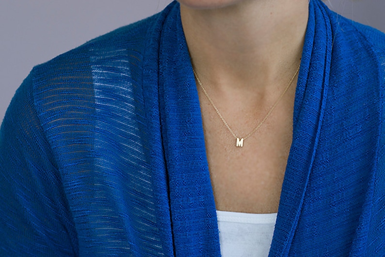 Gold Multiple Initial Necklace 14K Gold Initial Tag Necklace Etsy