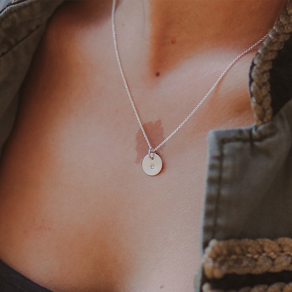 Custom initial Disc Necklace, Personalized Necklace, Initial Necklace, Coin  Necklace, Monogram Necklace, Gold Coin Pendant, Circle Charm
