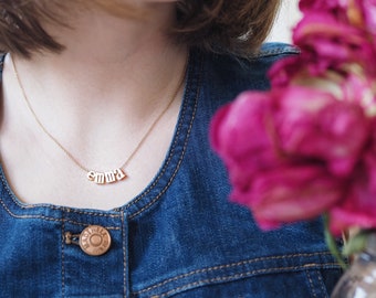 Gold Name Initial Necklace Handmade, Gift For Mom, Custom Initial Necklace, Happy Mothers Day Gift, Perfect Gift for Her, Bridesmaid gift