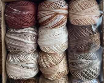 Floss: Valdani Beige and Browns Set/ 12 - 3 Strand Floss Hand Dyed Colorfast
