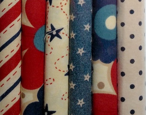 Fabric: Fat Eighth Mini Pencil Pak- AMERICANA FLORAL 6- 9x22 inch pieces