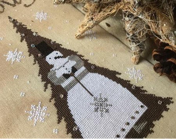 Pattern: Snowy Xmas Cross Stitch - by The Primitive Hare