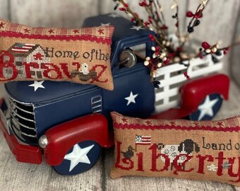 Pattern: Brave & Liberty Pillows Cross Stitch Pattern by Mani di Donna