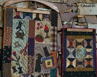 E-Pattern (PDF) Downloadable - Primitive Appliqué Quilt & Doll Quilt duo called "Stitch Witch"  by Marian Edwards